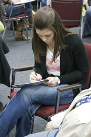 Student in class