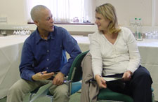 Two students interact