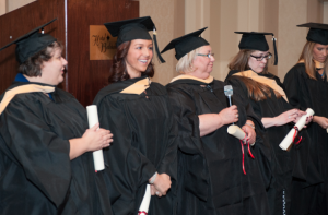 Eileen Stone speaks during the Commencement Circle